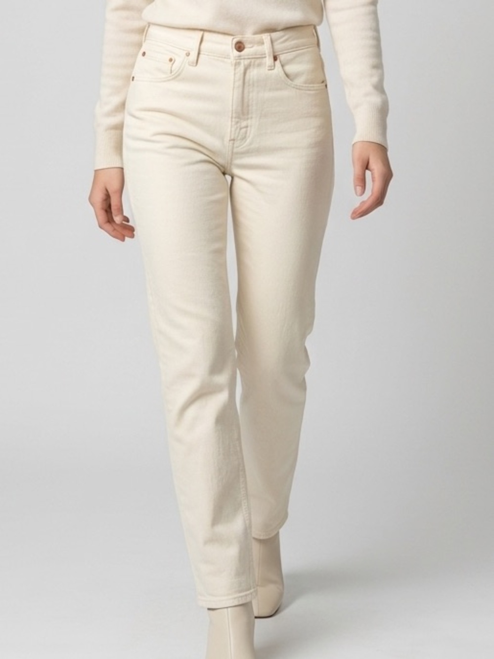 Just Black Denim Straight Leg Jeans Womens 29 Cream Excellent High Rise Ecru